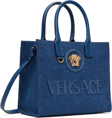 Голяма пазарска чанта Versace Versace 'La Medusa' Denim Small Tote Bag Синьо | 1005861_1A04287_1UC7V, 1