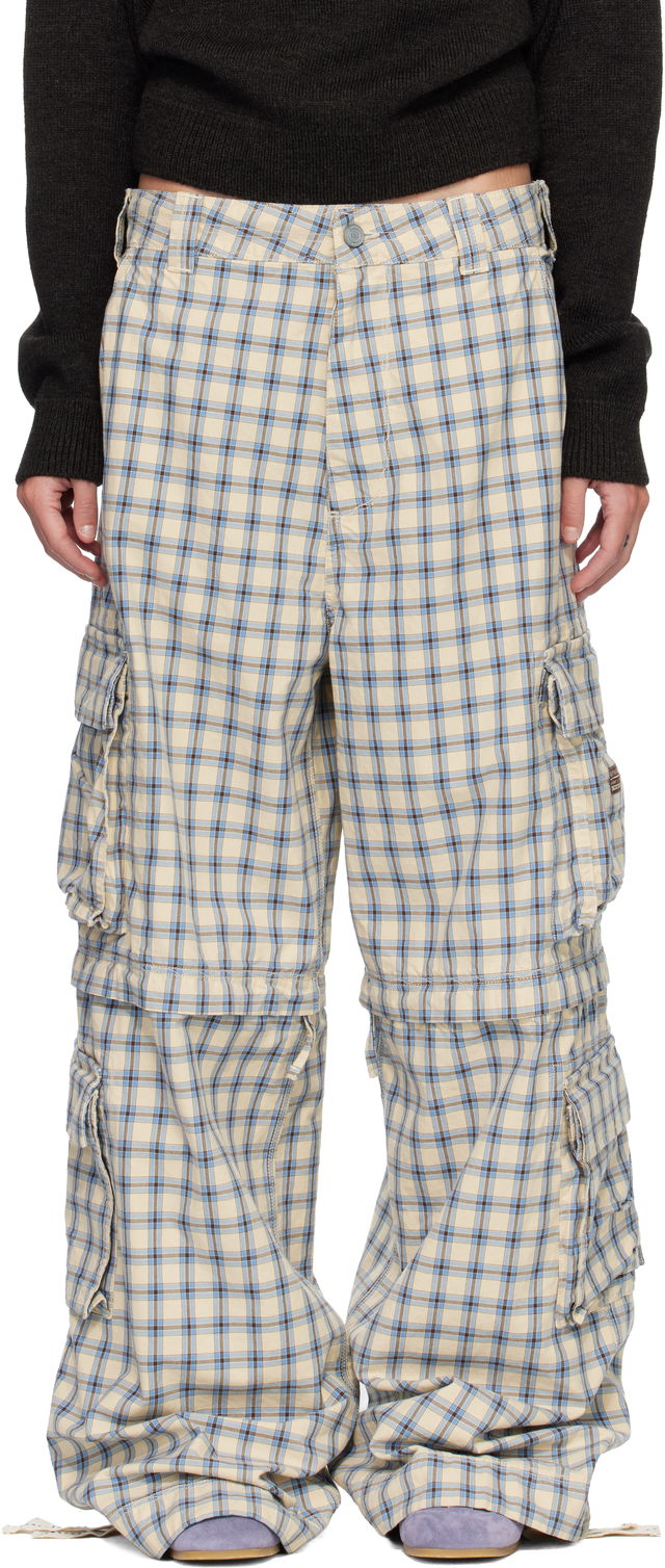 Zip-Off Plaid Cargo Pants