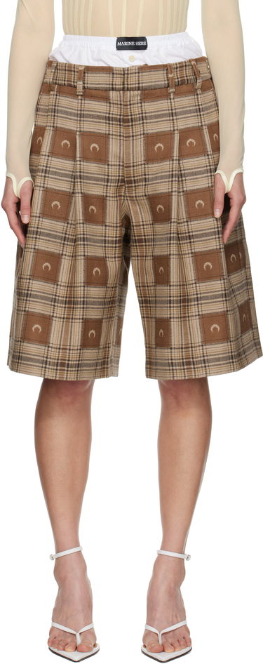 Къси панталони Marine Serre Marine Serre Moon Checks Jacquard Shorts Кафяво | MSH010A CWOV0064, 0