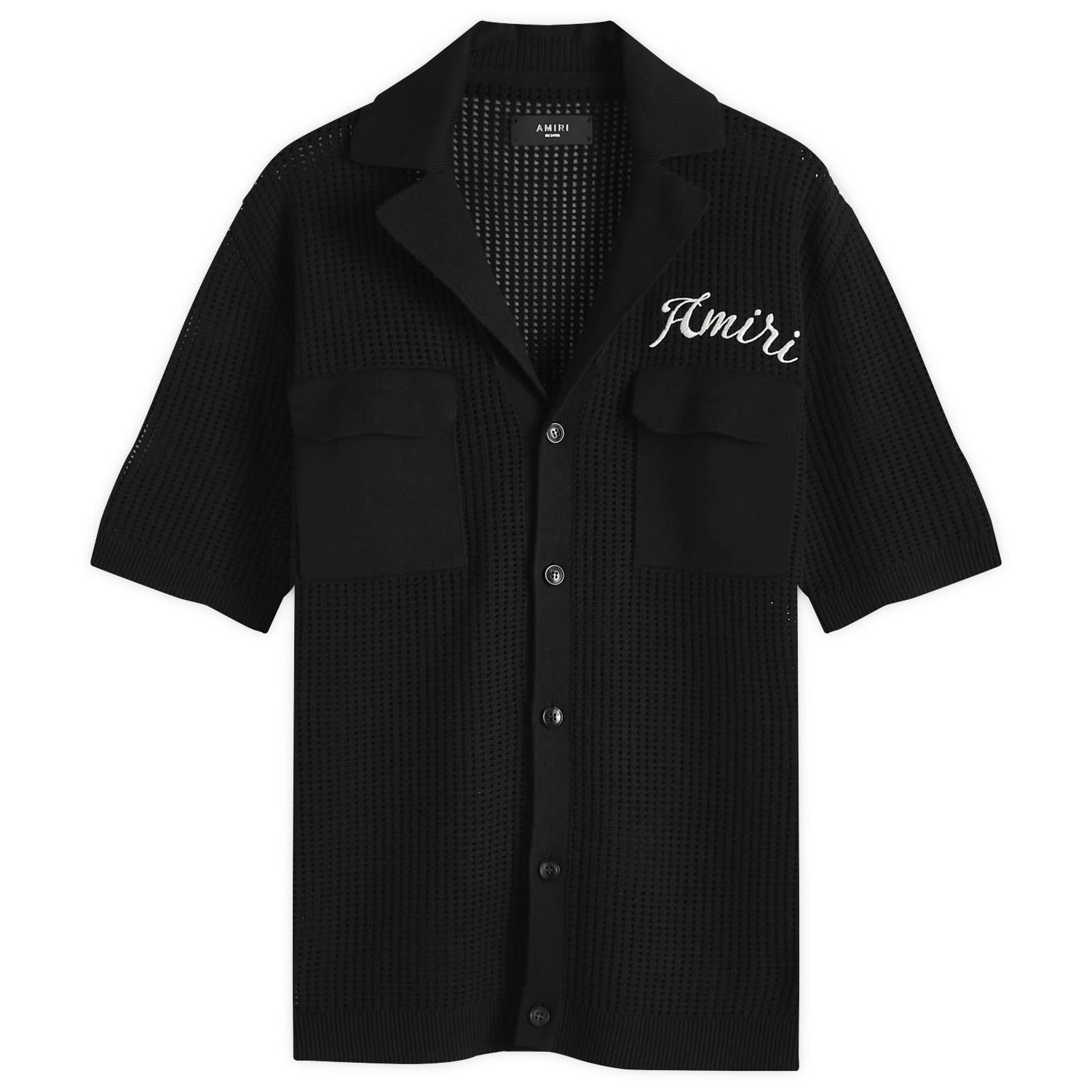 Риза AMIRI Amiri Short Sleeve Mesh Polo Shirt, Size Large Черно | AMKNIR1011-001, 1