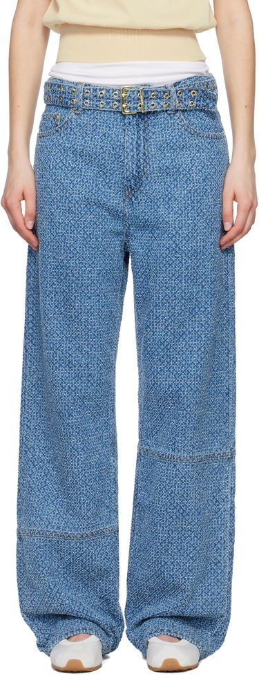 Дънки GANNI GANNI Izey Fluffy Belt Jeans Синьо | J1721, 0