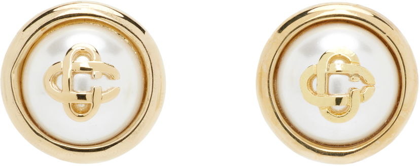 Обеци Casablanca Casablanca Pearl Logo Stud Earrings Бяло | APF25-JW-094-01