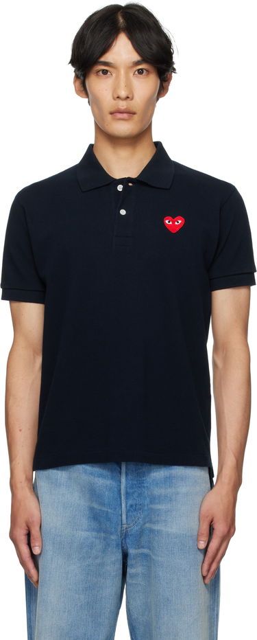 Поло тениска Comme des Garçons Comme des Garçons Play Heart Patch Polo Тъмно синьо | AZ-T006-051, 0
