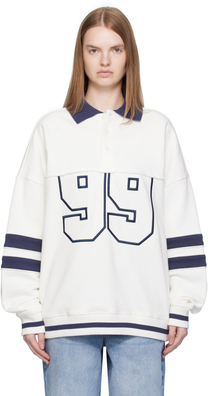 Суитчър Ksubi Ksubi '99' Boyfriend Polo Sweatshirt Бяло | WFA25FL005