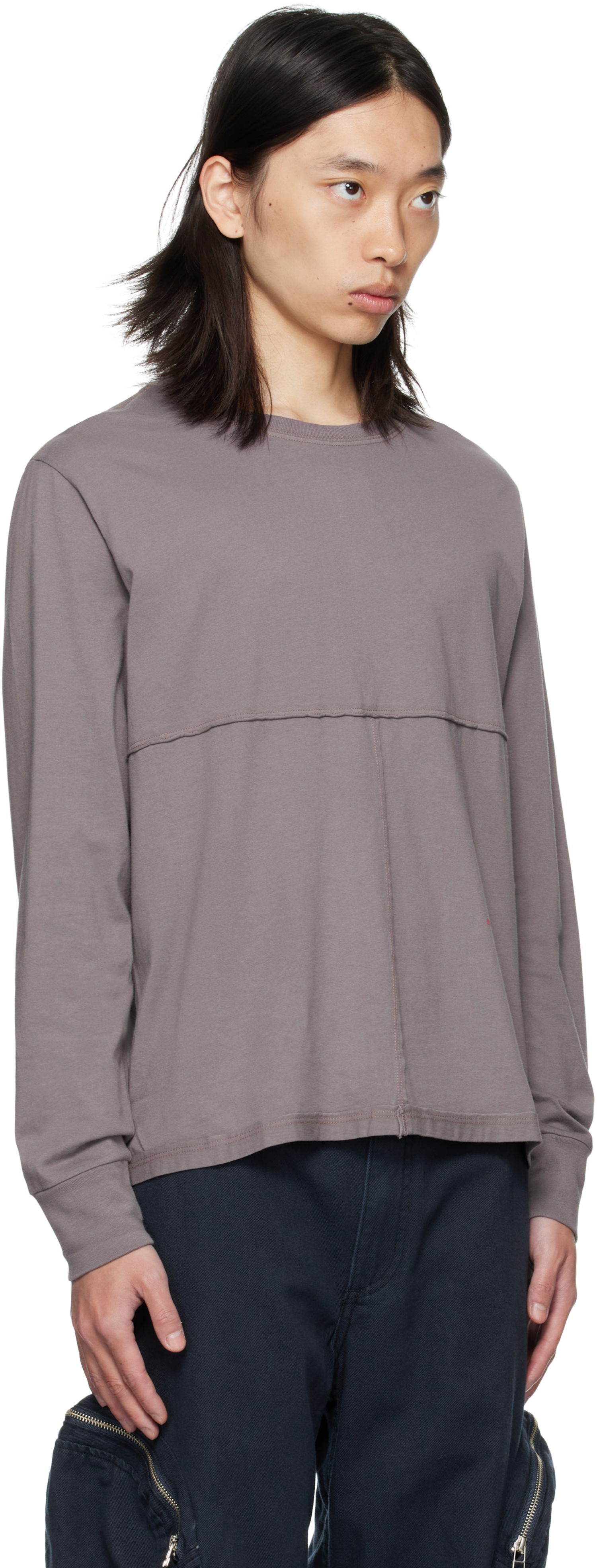 Тениска Eckhaus Latta Eckhaus Latta Lapped Long Sleeve T-Shirt Сиво | 302-EL-PF25-SK, 1
