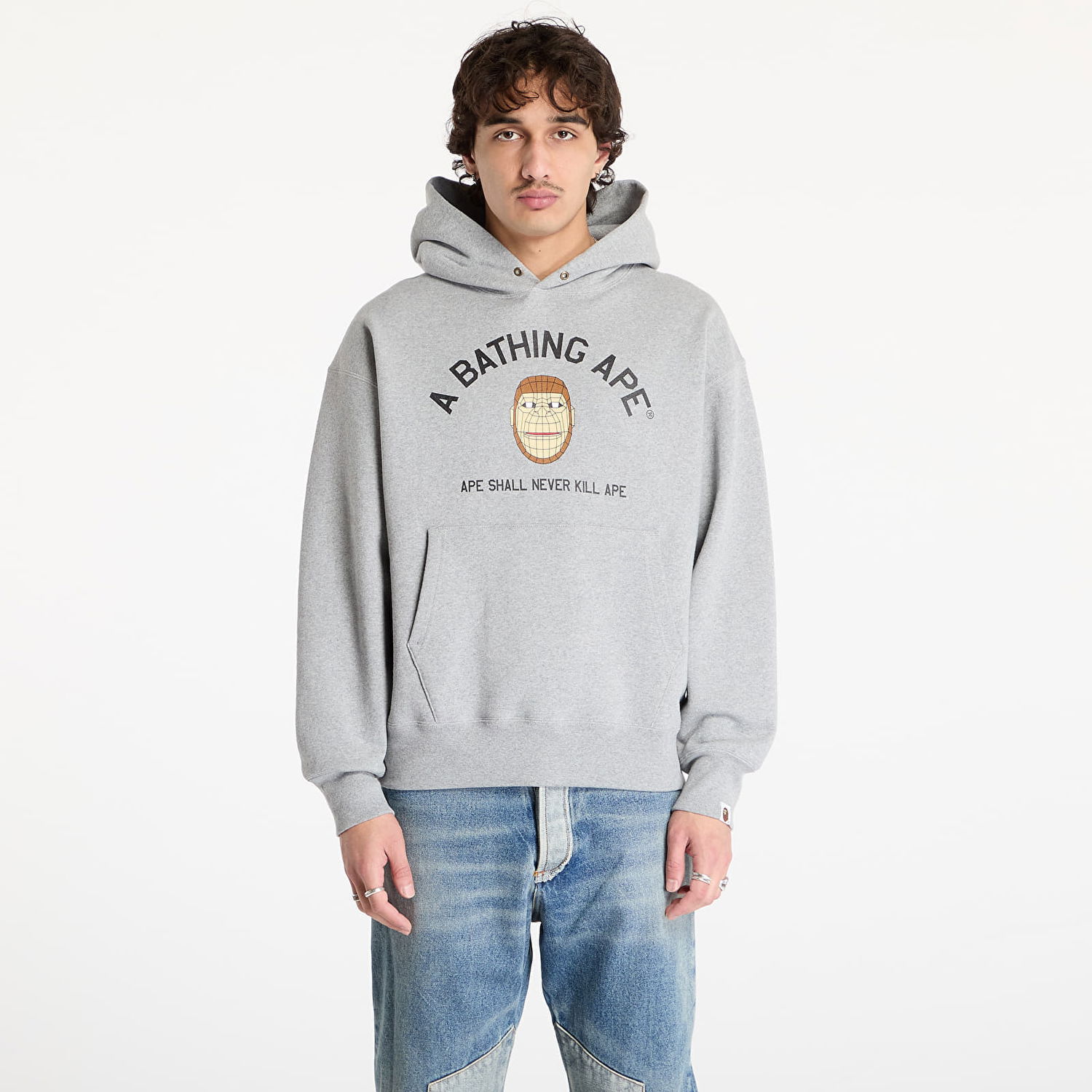 Суитчър BAPE Polygon Relaxed Fit Pullover Hoodie Сиво | 001PPK701001M GRA, 0