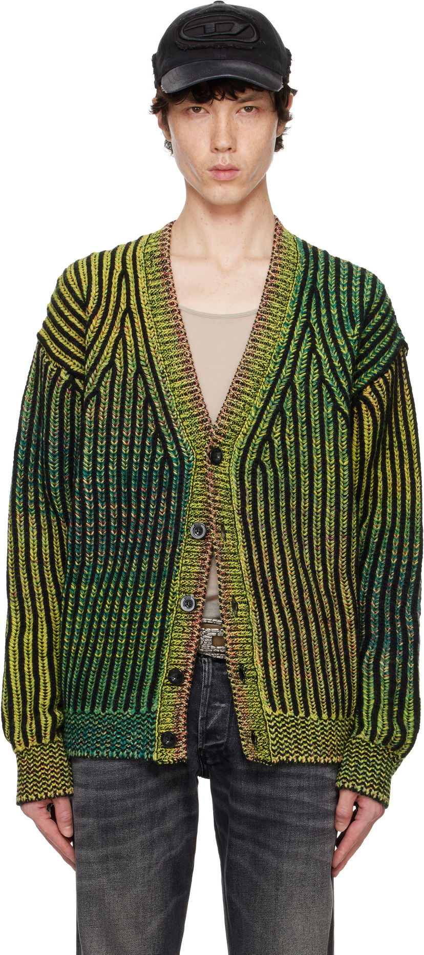 Пуловер Diesel Striped Knit Cardigan Зелено | A15192-0QDAH-5KV