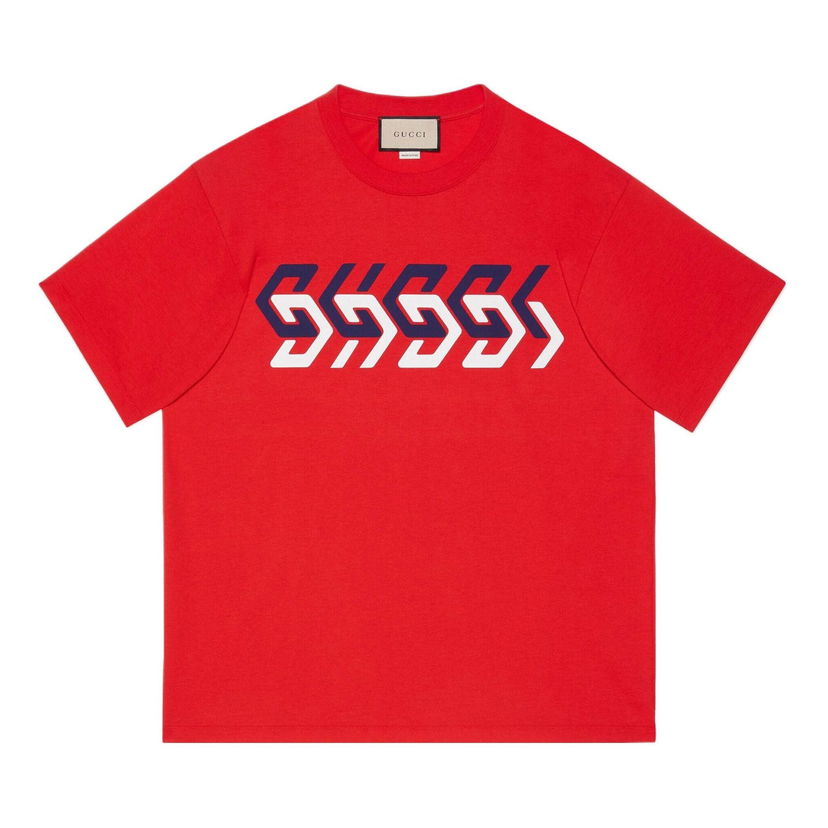 Тениска Gucci Cotton Jersey T-Shirt With Mirror Print Червено | 616036-XJDV9-6229