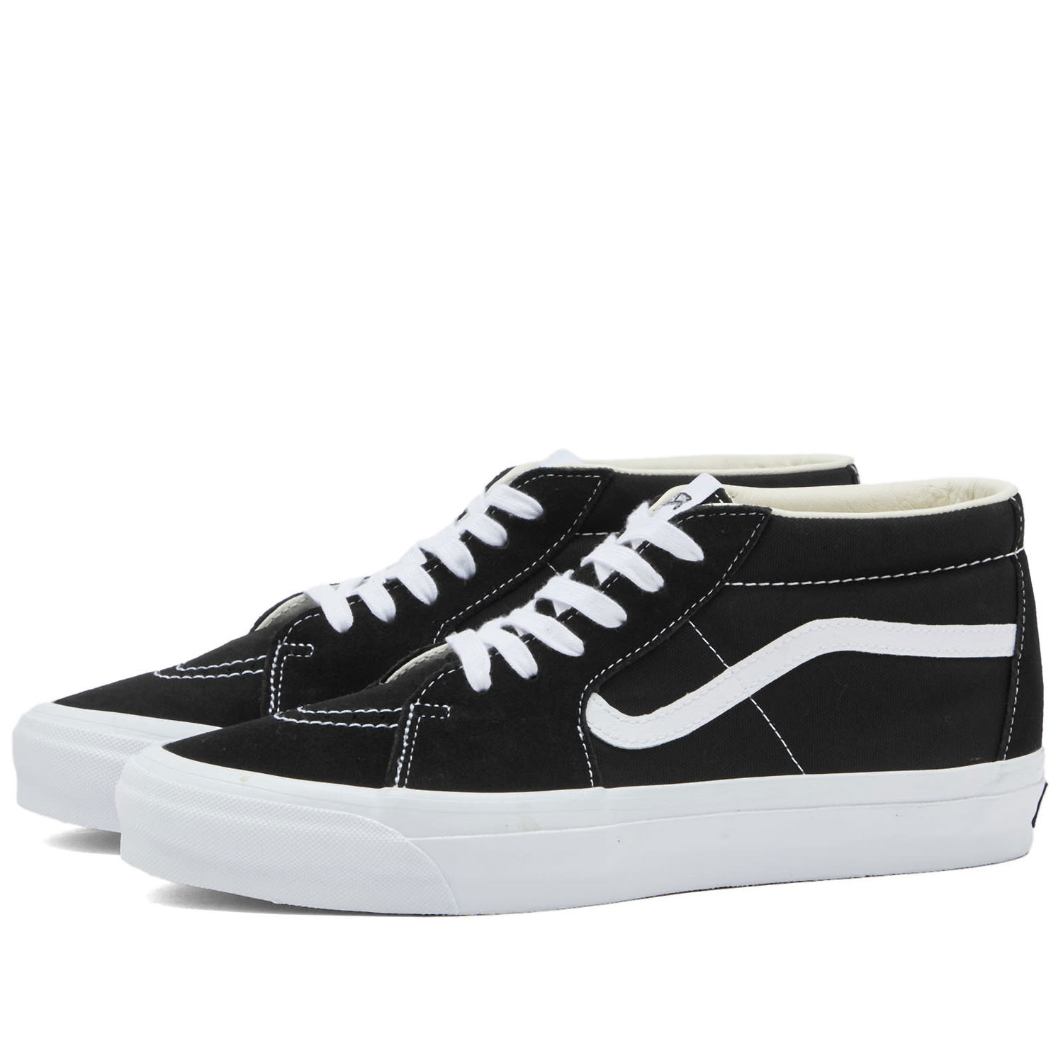 Кецове и обувки Vans Men's Sk8-Mid Reissue 83 Sneakers in Lx Black/White, Size UK 10 | END. Clothing Черно | VN000CQQBA2, 0