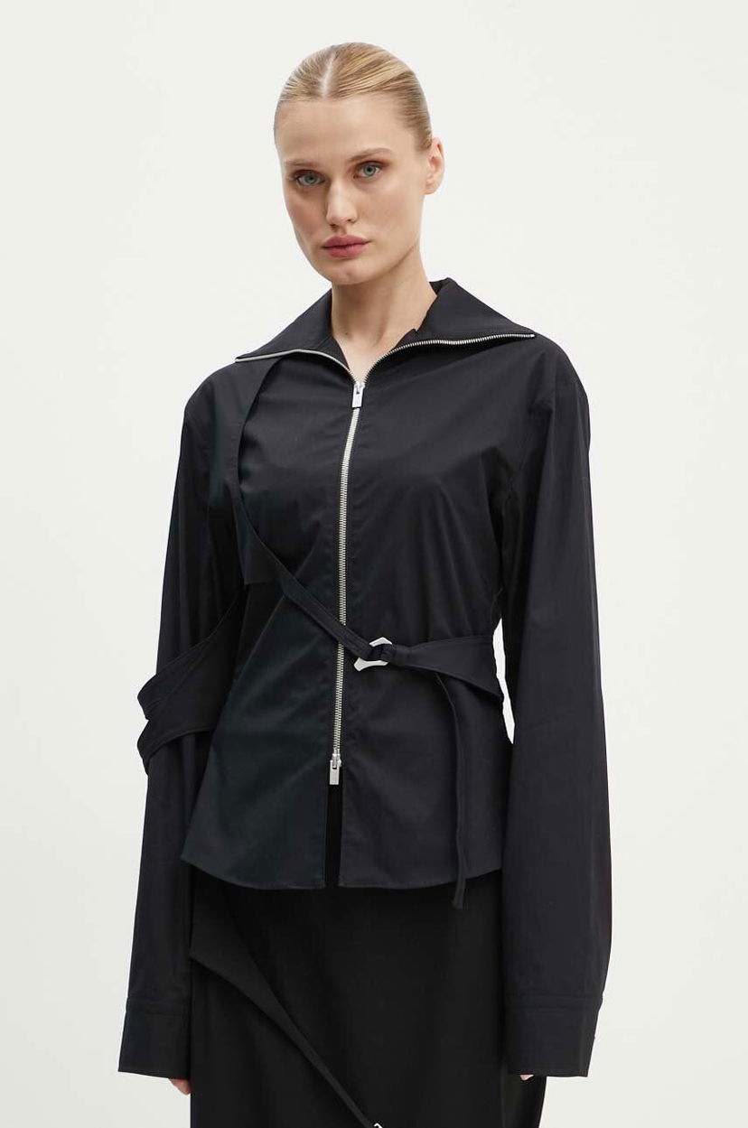 Риза HELIOT EMIL Cutout Detail Zip-Up Shirt Черно | PREAW24.W.05.055.BLK01