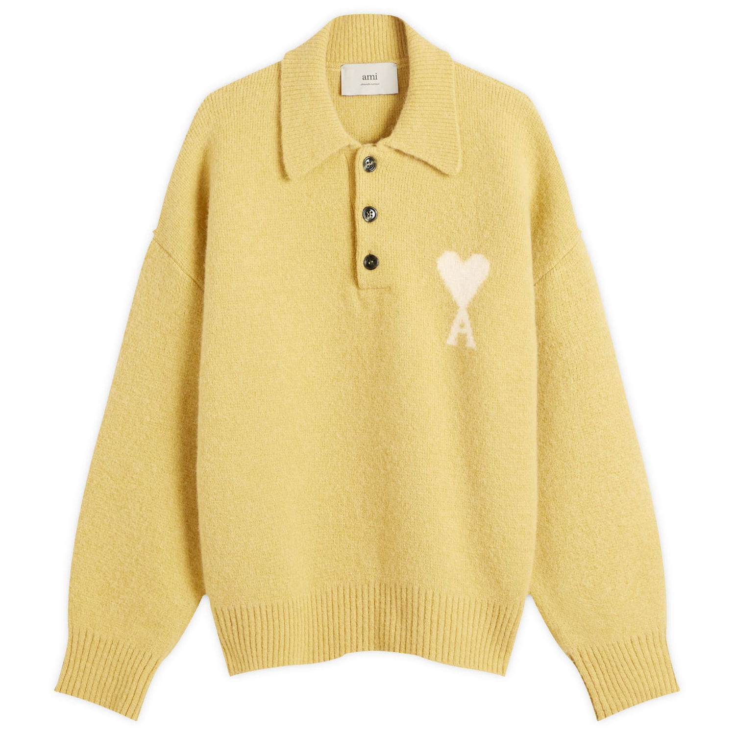 Пуловер AMI Alpaca Knit Polo Жълто | H25UPL408-KN0135-3993H25, 0