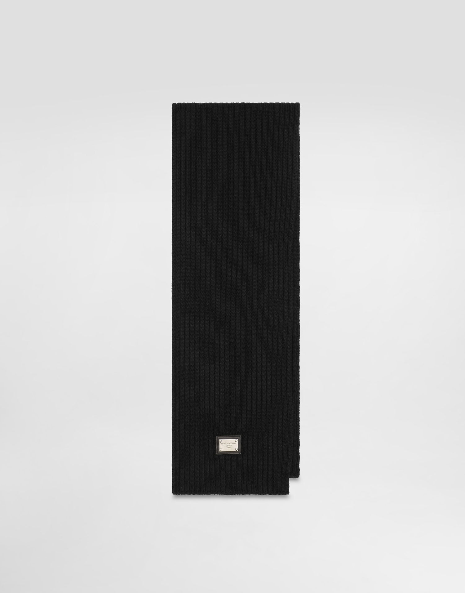 Шал Dolce & Gabbana Dolce & Gabbana Ribbed Knit Scarf with Logo Plaque Черно | LBKAB4JCVD6N0000, 0