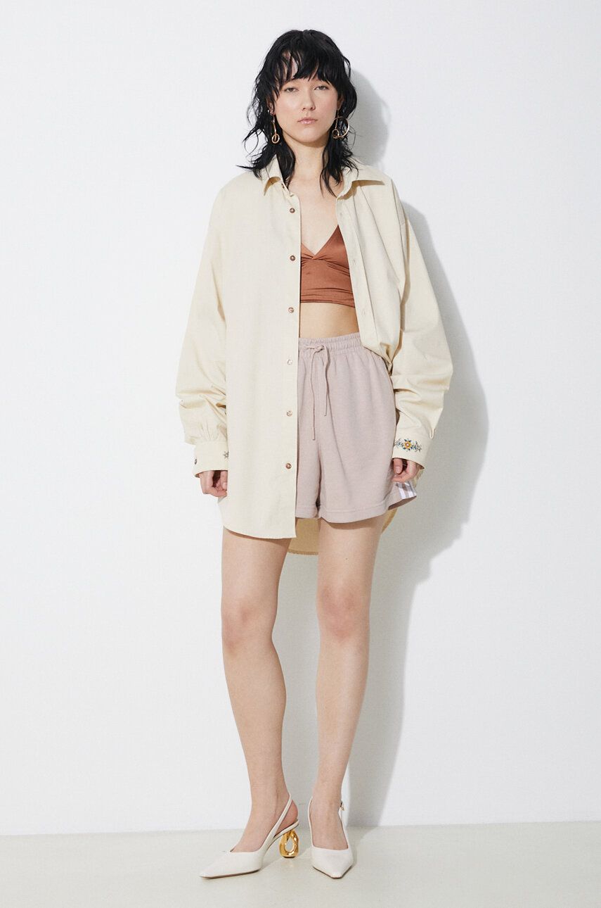Къси панталони adidas Originals adidas Originals 3 Stripe French Terry High Waist Shorts Бежово | IP0694, 1