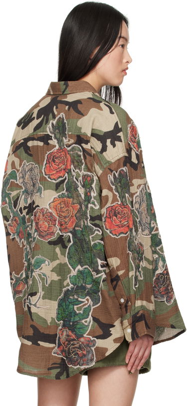 Риза R13 R13 Floral Appliqué Camo Shirt Зелено | R13WR004-R484B, 2