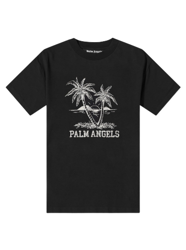 Тениска Palm Angels Sunset Palms Logo Tee Черно | PMAA001S22JER0141001