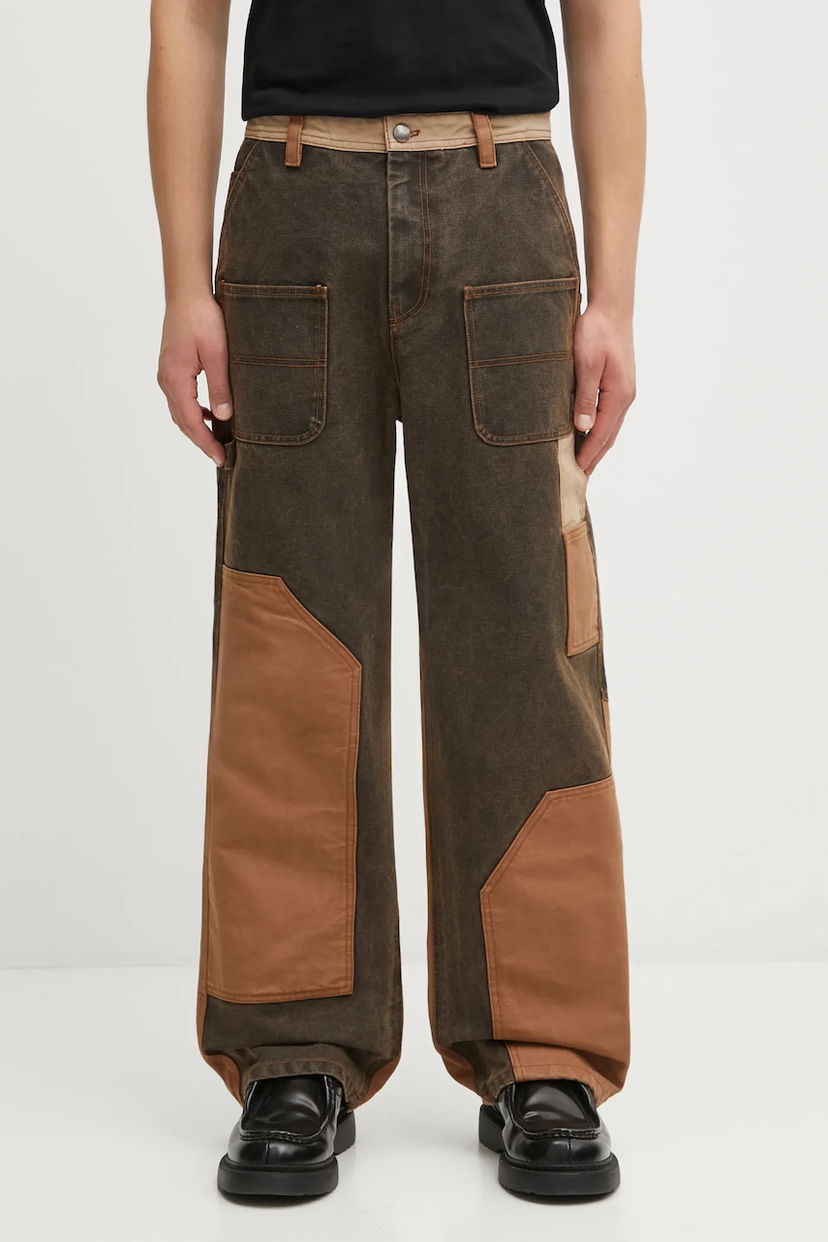 Дънки Andersson Bell Andersson Bell Patchwork Carpenter Wide-Leg Jeans Кафяво | apa839m