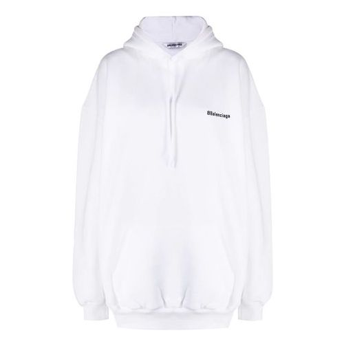 Суитчър Balenciaga Small Logo Cotton Hoodie Бяло | 578135TJV859040