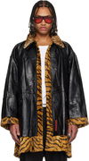 Martine Rose Leopard and Tiger Print Reversible Leather Coat