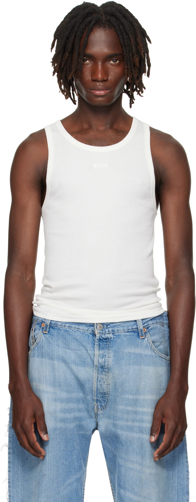 Потник VETEMENTS Vetements Oval Logo Tank Top Бяло | MH76TT120W