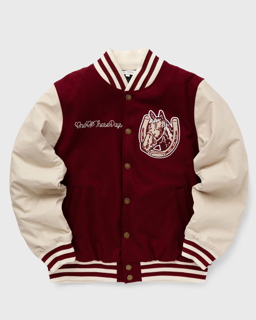 Яке бомбър One of These Days HORSE SHOE CARDINAL VARSITY Бургунди | 02A-23-002-BURGUNDY-BONE