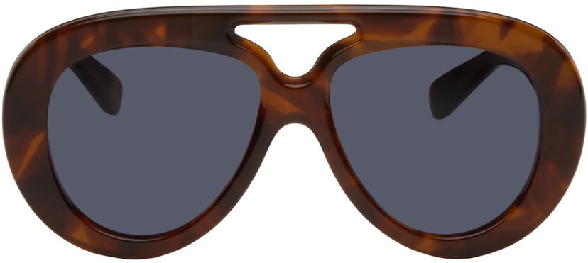 Слънчеви очила Loewe Round Spoiler Aviator Sunglasses Кафяво | LW40144U 5553V