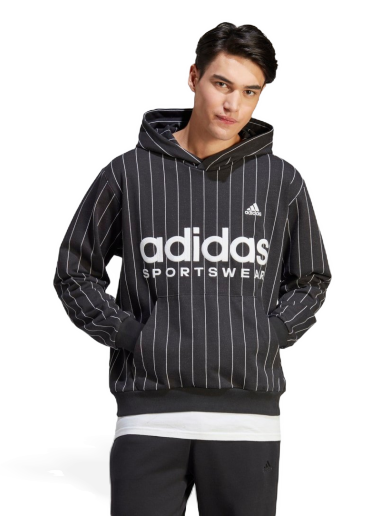 Суитчър adidas Performance Pinstripe Fleece Hoodie Черно | IB8381