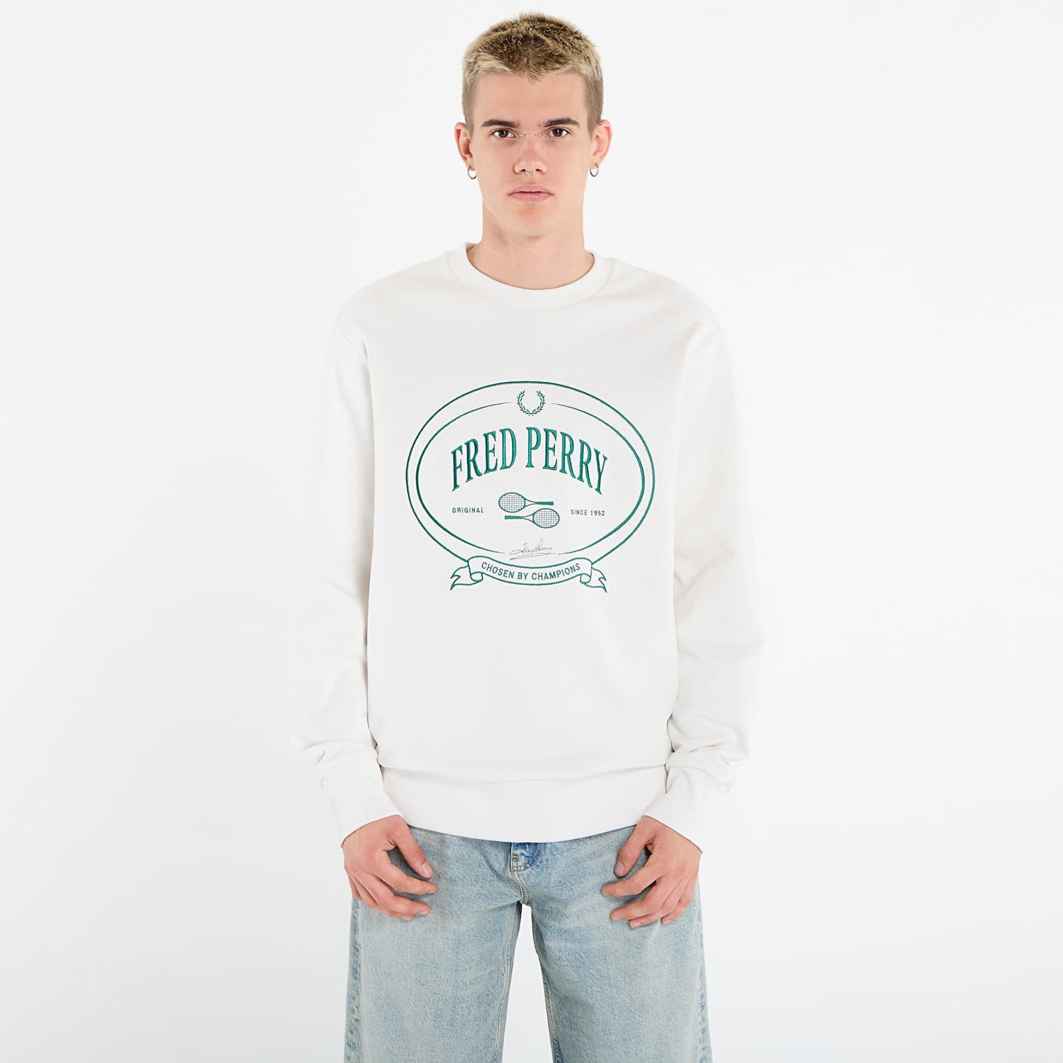 Суитчър Fred Perry Fred Perry Chosen By Champions Sweatshirt Бяло | M1605 129, 0