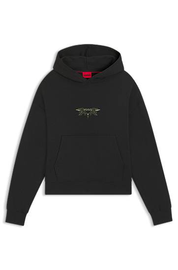 Cotton-terry hoodie with embroidered artwork