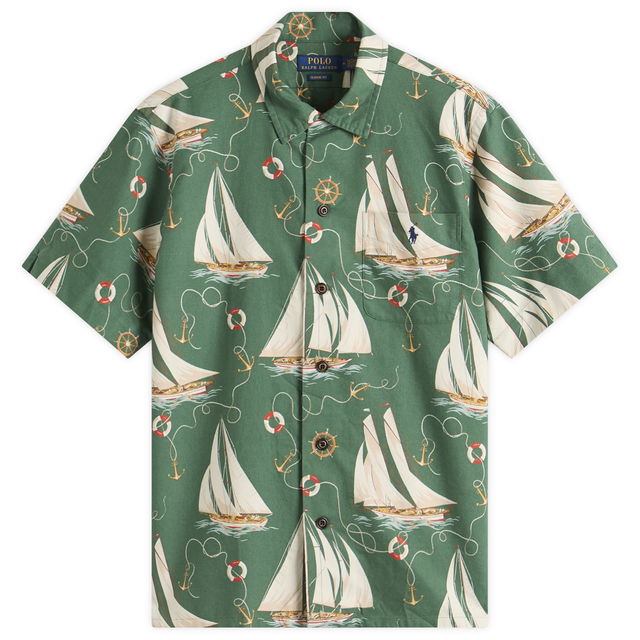 Ralph Lauren Boat Print Vacation Shirt, Size Large