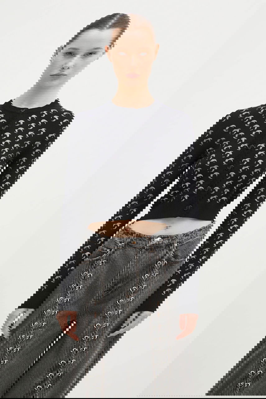 Пуловер Marine Serre Moon Strass Knit Fitted Cardigan Черно | WTK011A.RKNI0001, 0