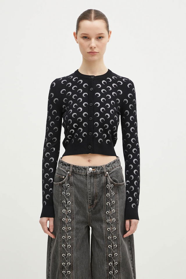 Moon Strass Knit Fitted Cardigan