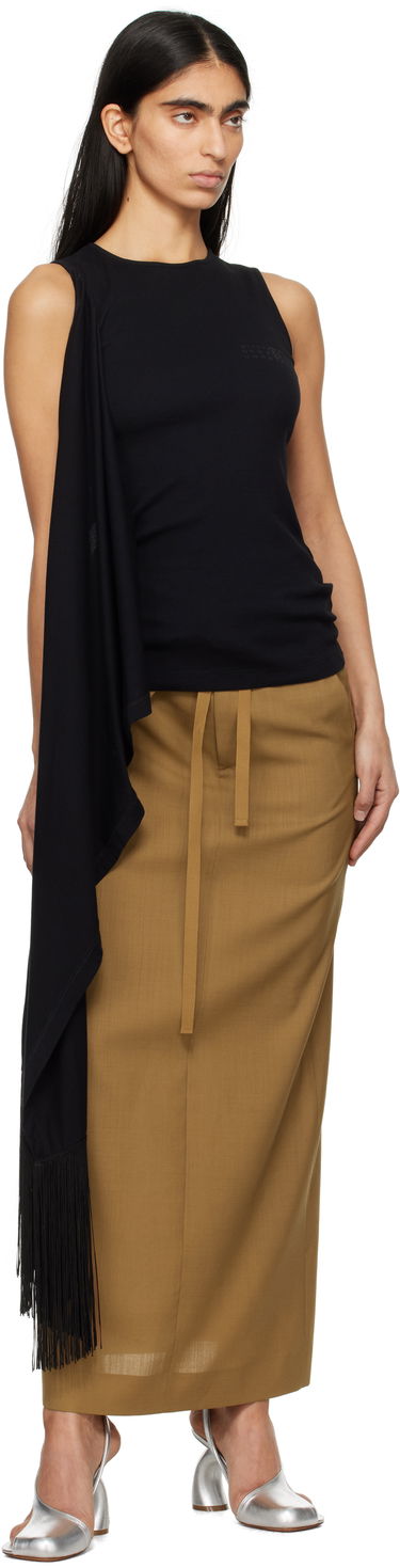 Пола Maison Margiela MM6 Maison Margiela Tie Maxi Skirt Кафяво | S52MI0017 M35080, 4