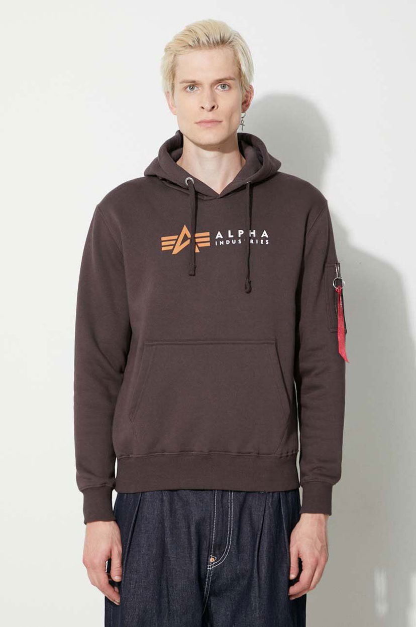 Суитчър Alpha Industries Label Hoodie Кафяво | 118331.696