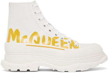 Кецове и обувки Alexander McQueen Grafitti Tread Slick High-Top Sneakers Бяло | 711109WIAT6, 0