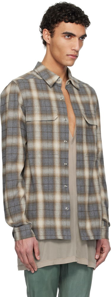 Риза Rick Owens Rick Owens Hollywood Plaid Overshirt Кафяво | RU01E5236 CP, 1