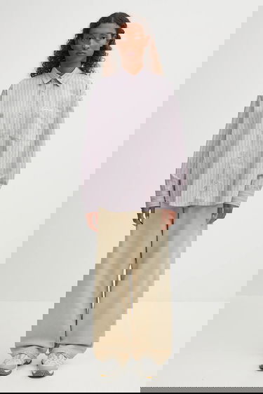 Риза Carhartt WIP Grimsby Long Sleeve Relaxed Fit Cotton Striped Shirt with Classic Collar and Embroidered Chest Pocket Лилаво | I035134.32WXX, 4