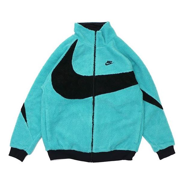 Яке бомбър Nike Reversible Boa Fleece Jacket Big Swoosh Тюркоазено | BQ6546-301