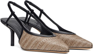 Кецове и обувки Max Mara Raffia-Effect Fabric Slingback Heels Бежово | 2414521312600, 3