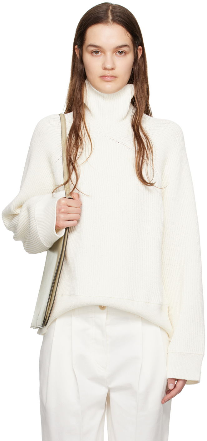 Пуловер TOTEME TOTEME Raglan Turtleneck Sweater Бяло | 242-WRT2186-YA0075, 0