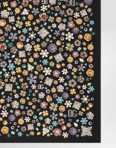 Шал Dolce & Gabbana Dolce & Gabbana 70x70 Silk Twill Floral Brooch Scarf Черно | FN092RGDDAXHN5SA, 3