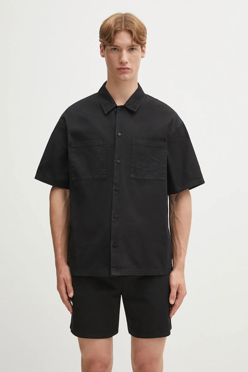 Риза Represent Clo Relaxed Short Sleeve Cotton Overshirt with Classic Collar Черно | MLM21482.02