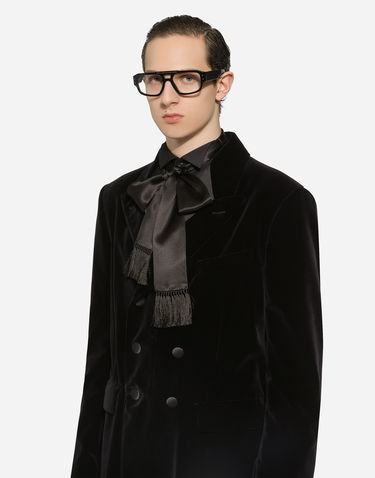 Палта Dolce & Gabbana Velvet Coat With Satin Details Черно | G039YTFUVCEN0000, 3