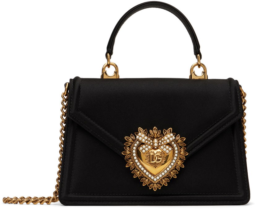 Дамска чанта Dolce & Gabbana Small Devotion Satin Bag Черно | BB6711 A7630