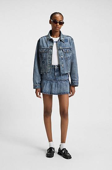 Яке BOSS Relaxed-Fit Embroidered Denim Jacket Синьо | 50546316, 1