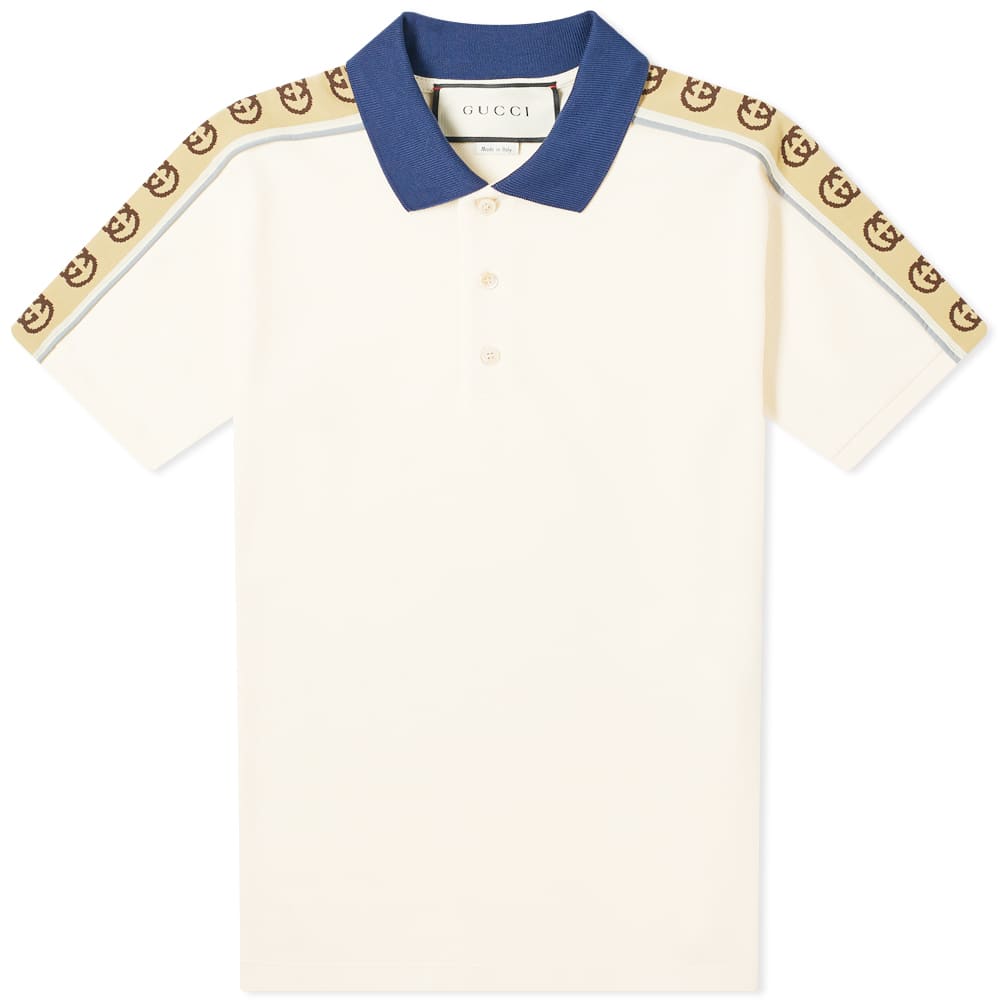 Поло тениска Gucci Taped Logo Polo Bone Бежово | 598949-XJB0Q-9247, 0