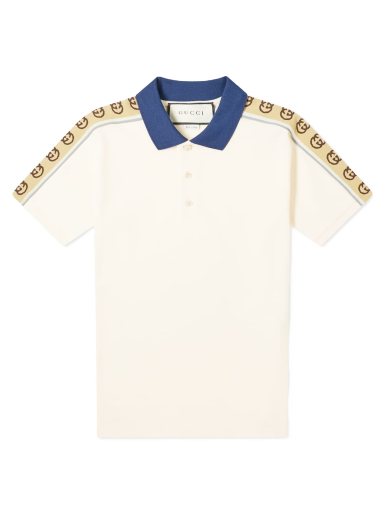 Поло тениска Gucci Taped Logo Polo Bone Бежово | 598949-XJB0Q-9247
