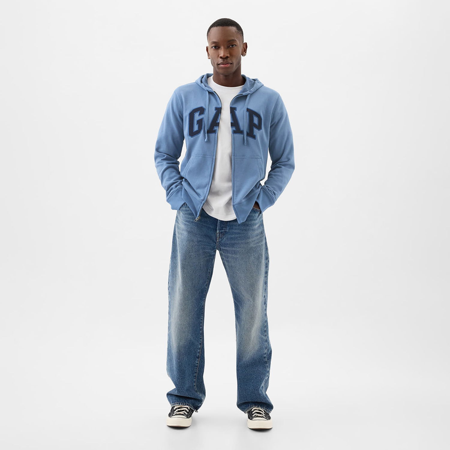 Суитчър GAP French Terry Fullzip Logo Hoodie Soft Cornflower Синьо | 868452-00, 1