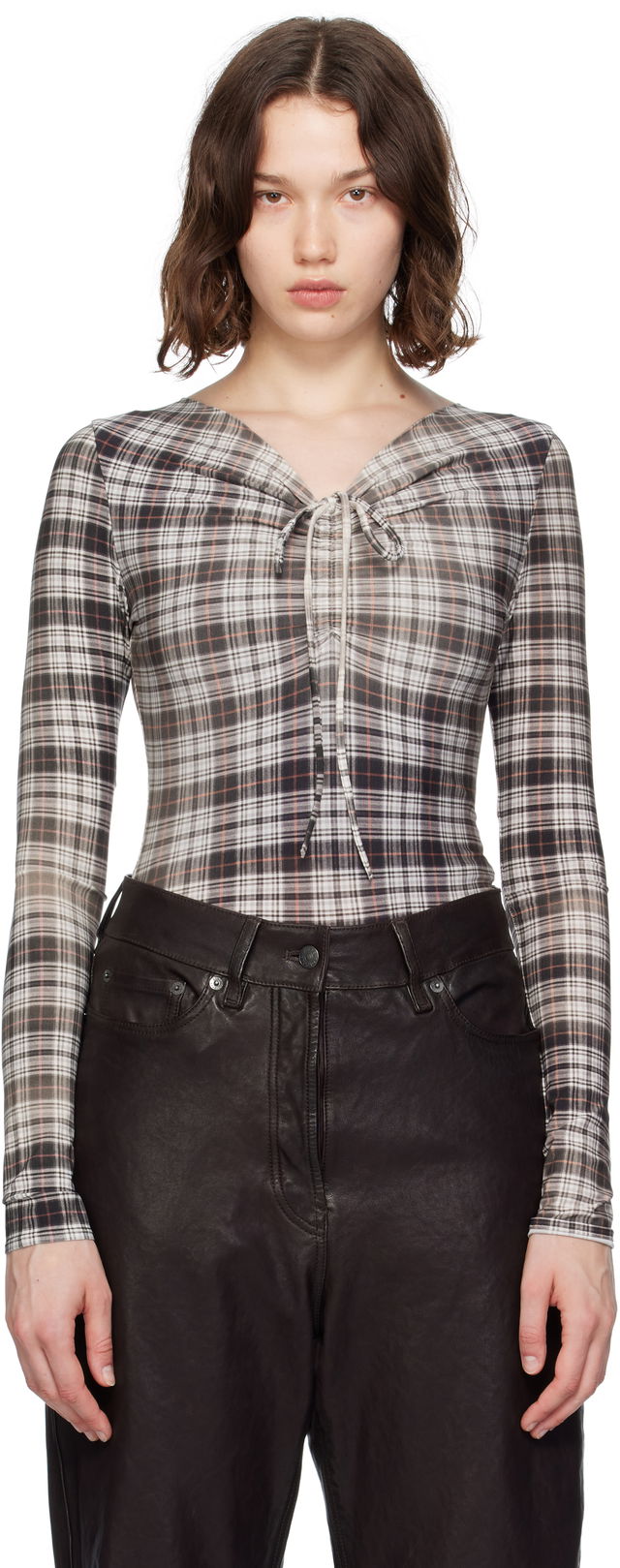 Acne Studios Faded Check Long Sleeve Top