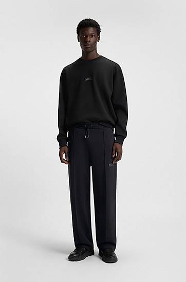 Комплект BOSS Cotton-blend Drawstring Tracksuit Bottoms with Front Seams and Embroidered Logo Черно | 50546780, 1