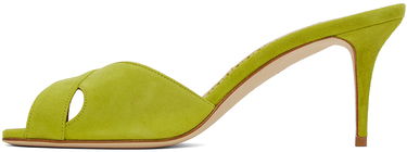 Аксесоари Manolo Blahnik Manolo Blahnik Mumbimu Suede Heeled Mules Зелено | 123-2180, 2
